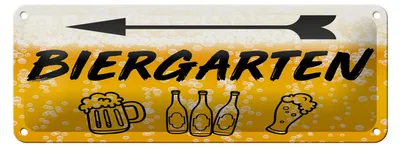 Produktbild von Blechschild 27x10 cm Biergarten links Bier Dekoration