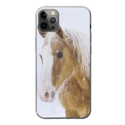 Produktbild von MuchoWow® Handyhülle Schutzhülle Hülle für iPhone 12 Pro Max Pferd - Schnee - Winter Silikon Softcase Handy Hülle - Hartschale