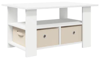 Produktbild von Couchtisch mit Schubladen Weiß 77 x 55 x 42 cm Holzwerkstoff
