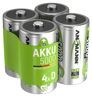 Zdjęcie produktu dla Akumulator ANSMANN D 5000mAh Mono NiMH 1.2V - 1000x wielokrotnego ładowania (4 sztuki)