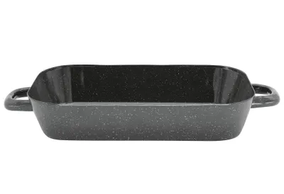 Produktbild von Krüger Vierkantpfanne 36 cm, konische Form, emailliert, gesprenkelt, schwarz/weiß