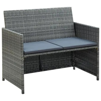 Immagine prodotto di vidaXL Set da salotto da giardino 4 pezzi con cuscini in rattan grigio
