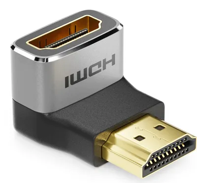 Produktbild von deleyCON HDMI Adapter Kupplung Verbinder 90° Winkel 8K@60Hz / 4K@120Hz UHD 7680x4320 Aluminium HDMI 2.1 ARC HDR10+ Dolby Vision VRR ALLM 48Gbps 90° Gewinkelt Grau Schwarz