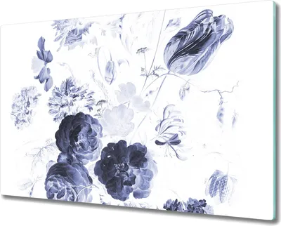 Produktbild von Glas-Herdabdeckplatte Glaskeramikkochfeld-Abdeckung Spritzschutz - 80x52 cm - Farbnegative Blumen