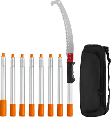 Produktbild von VEVOR Teleskop Astsäge Manuell Baumsäge 1,4-3m einstellbar Hochentaster mit 8 Stangen Astschere Teleskop Klinge aus Kohlenstoffstahl Reichweit bis zu 298cm zum Beschneiden von Äste Büsche Stämme