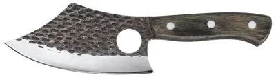 Kochmesser 14 cm, handgeschmiedet, Pakkaholz-Griff, Lederscheide
