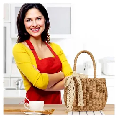 Produktbild von Gewebte Strandtasche, Strohtasche | -Strohtasche mit Schleife - Urlaubsgeldbörse für Damen, Einkaufstasche, große Strandtasche für den Urlaub, elegante