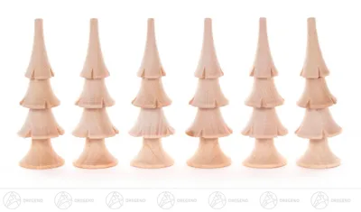 Produktbild von Massivholzbäume natur, 6-teilig (8cm) von Dregeno Seiffen