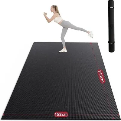 Image de Tapis de yoga XXL, extra large, tapis de sport, tapis de fitness, antidérapant, 213 cm x 152 cm / 183 cm x 122 cm x 8 mm d'épaisseur, PVC haute densité, ultra durable, tapis de gymnastique, sans chaussures