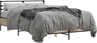 Produktbild von "2026 Promotion" Bettgestell moderne - Sonoma-Eiche 120x200 cm - Holzwerkstoff und Metall - Polsterbett CC13820