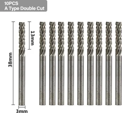 Produktbild von 10 Stück VHM Fräser Wolframkarbid Fräser 3mm Schaftfräser Fräser