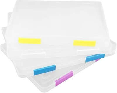 Image de Boîte d'archivage transparente en plastique, format A4, 4 compartiments, pour documents