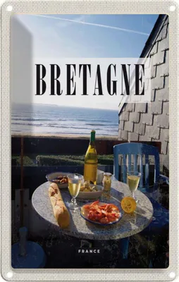 Produktbild von vianmo Blechschild 18x12 cm Bretagne DranceFrühstück Bildmotiv Reisemotiv Abenteuer Reisen Urlaub