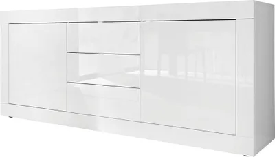 Produktbild von Weiße Hochglanz-Kommode Tribus Wh Basic mit 2 Türen und 3 Schubladen