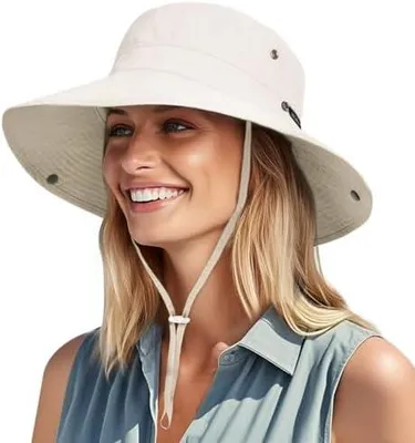 Produktbild von Uni UV Schutz Sonnenhut für Damen Herren Sommerhut Faltbar Wanderhut Tragbar Outdoor Fischerhut mit Breite Krempe