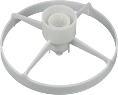 A white plastic component for a kitchen machine, likely a disc holder or support.