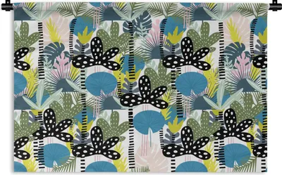 Produktbild von MuchoWow® Wandteppich Wandbehang Blätter - Dschungel - Muster 90x60 cm Tapisserie Dekoration Wandtuch - Wandskulpturen - Bildteppich