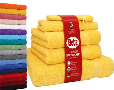 Produktbild von Betz 5-tlg. Handtuch-Set PREMIUM 1 Duschtuch 2 Handtücher 1 Gästetuch 1 Waschhandschuh Farbe: gelb
