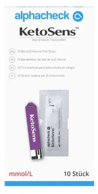 Produktbild von Alphacheck KetoSens Blut-β-Keton-Teststreifen | Packung (10 Stück)