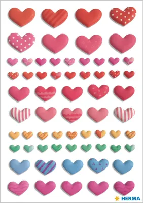Produktbild von Herma Sticker MAGIC Love Fröhliche bunte Herzen Transpuffy 1 Bl