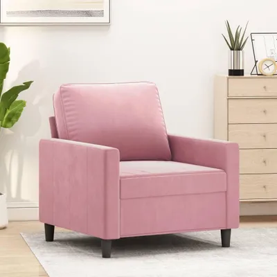 Produktbild von Rosa Sessel mit 60 cm Sitzbreite aus Samt, Loungesessel mit Metallgestell und Polsterung für Wohnzimmer und Schlafzimmer