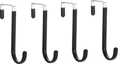 Obrázek produktu pro INF Háčky na dveře bez vrtání, tloušťka 8 mm, pro dveře 3,7 cm (4 kusy) Černá