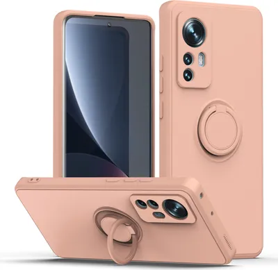 Produktbild von Xiaomi 12 Pro Handyhülle, Ring Halter Ständer Kratzfeste Weiche Silikon schutzhülle für Xiaomi 12 Pro Pink