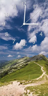 Produktbild von Wallario Design Wanduhr Alpenluft aus Echtglas, Größe 30 x 60 cm