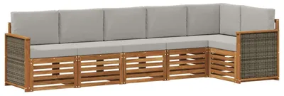 Image de Ensemble canapé d'angle vidaXL avec coussins (5 pièces) - Gris naturel et gris clair