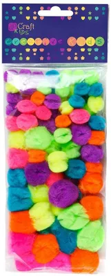 Produktbild von Neonfarbene Acryl-Pompons, 78 Stück