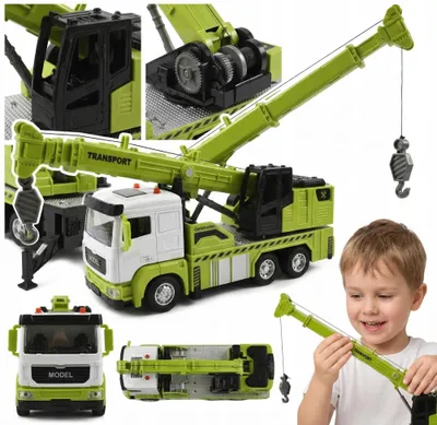 Produktbild von Hochwertiger LKW Kran Spielzeugauto mit Licht & Sound - Beweglicher Arm für Kinder