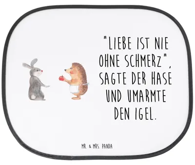 Produktbild von Mr. & Mrs. Panda Sonnenschutz Auto Hase Igel - Weiß - Geschenk, Sonnenblende, Herzschmerz, Trösten, und, saugnapf, Liebe Spruch, Lustige Sprüche, pkw, kfz