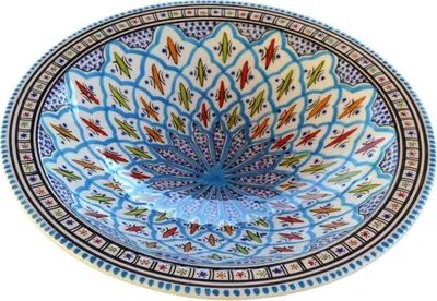 Image de Plat Tebsi Bakir turquoise - D 33 cm