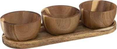 Produktbild von 3 Schalen + Tablett aus Akazienholz