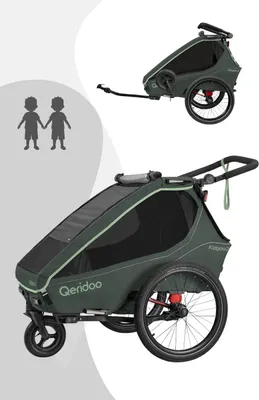 Produktbild von Qeridoo Kidgoo 2- Kinderfahrradanhänger für 2 Kinder, Farbe: Forest Green