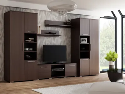 Zdjęcie produktu dla Meblościanka Apollo wenge, Zestaw mebli do salonu, pokoju, Meble, Komplet Szafa, RTV, Półki
