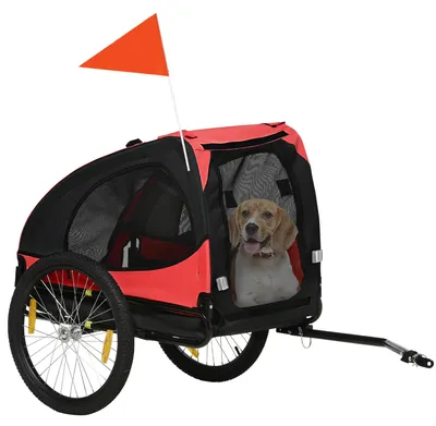 Produktbild von Hundeanhänger Fahrrad Klappbar Wasserbeständig Oxfordstoff 140x71x83 cm Rot