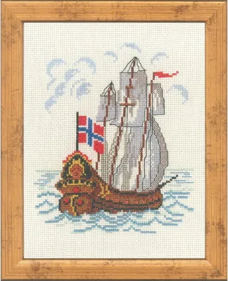 Immagine prodotto di Permin Kit punto croce "Bateau Norvège", schema contato, 21x26cm, 92-0903