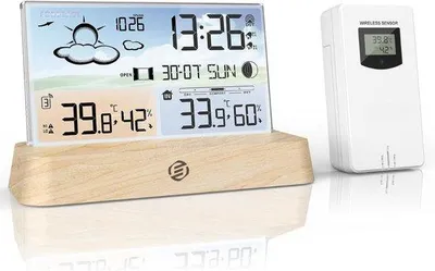 Produktbild von Innen- und Außen-Wetterstation, Hygrometer, Thermometer, digital, Luftfeuchtigkeitsmesser, fortschrittlich