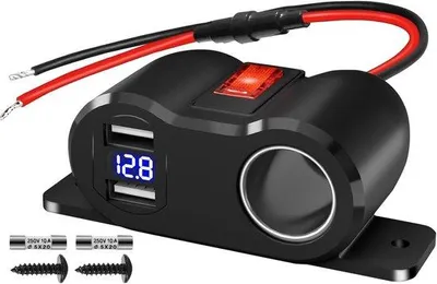 Produktbild von USB-Steckdose mit Zigarettenanzünder-Adapter – Doppelter Ladeanschluss – Schnellladefunktion – Männlicher Anschluss