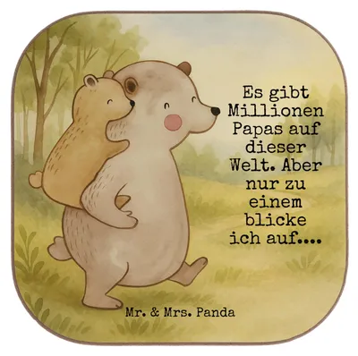 Produktbild von Mr. & Mrs. Panda Tassenuntersetzer Papa Bär Design - Weiß - Geschenk, Tischuntersetzer, gläseruntersetzer, Muttertag, Coaster, Flaschenuntersetzer, Geburtstag, Vatertag