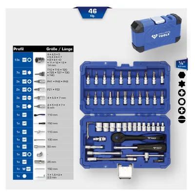 Image de Brilliant Tools Jeu de douilles 1/4 pouce, 46 pièces