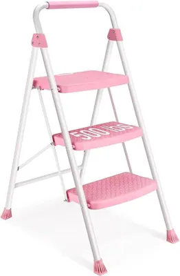 Produktbild von Leichter, rosa, 3-stufiger, tragbarer Aufstiegshilfe