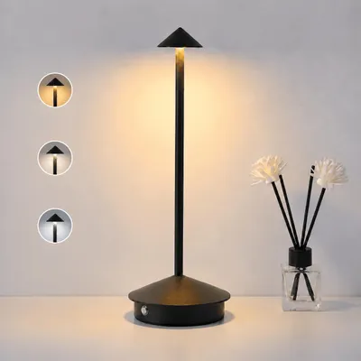 Produktbild von LED Nachttischlampe Kabellose Dimmbare LED Tischleuchte Tischlampe, Stufenloses Dimmen in drei Farben, Tragbare USB Aufladbar kabellose lampe, Schwarz