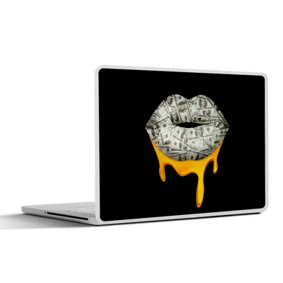 Produktbild von MuchoWow® Laptop Aufkleber Sticker Cover Lippen - Geld - Schwarz - Weiß 36.5x27.5 cm - Laptop-Sticker