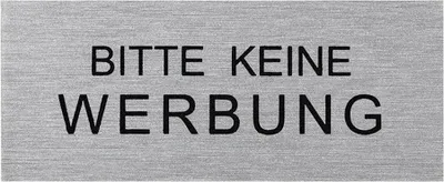 Produktbild von Türschilder in verschieden Größen + Bilder + Sprüche Türschild selbstklebend Firmenschild Bitte keine Werbung 60x25mm BWE