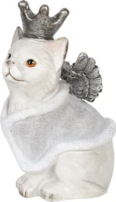 Produktbild von Clayre & Eef Figur Katze 17x15x28 cm Grau Kunststoff