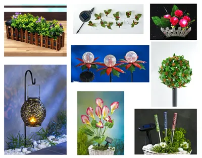 Produktbild von LED Solar Gartendeko Blumenkasten Laterne Solarleuchte Lichterkette Kunstpflanze