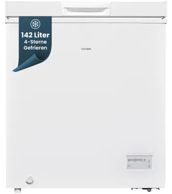 Produktbild von homeX FT1421-W Gefriertruhe, Tiefkühltruhe klein - 142 Liter Nutzinhalt, 4-Sterne Gefrieren, Kühltruhe, leise 38 dB