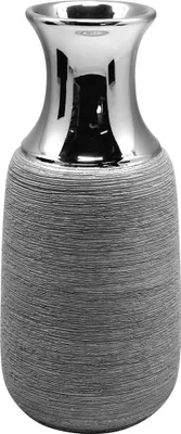Image de Gilde Vase bouteille "Vulcanos" gris gratté/argent brillant H : 26.50 cm L : 11.50 cm P : 11.50cm 47209